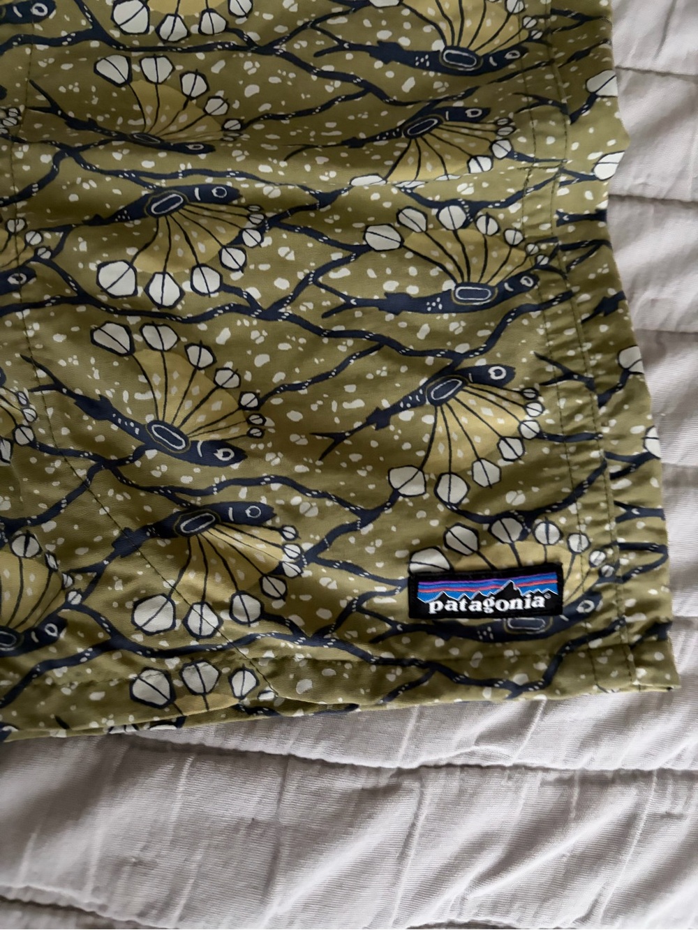 Patagonia Men’s Baggies- Olive Fish Print Shorts